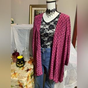 Lularoe Lindsay Purple Geometric Pattern Kimono Cardigan